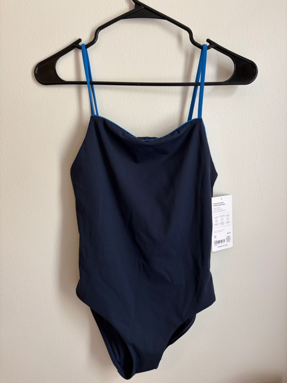 Athleta Navy One-Piece Swimsuit with Blue Straps